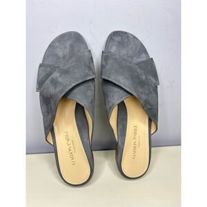 Marion‎ Parke Women's Toscana Crisscross Strap Suede Slides Sandals Gray Sz 6.5